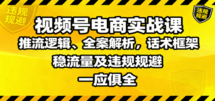 视频号电商实战课：推流逻辑、全案解析，话术框架，稳流量及违规规避等_生财有道创业网