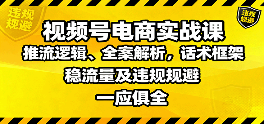 图片[1]-视频号电商实战课：推流逻辑、全案解析，话术框架，稳流量及违规规避等_生财有道创业网-生财有道
