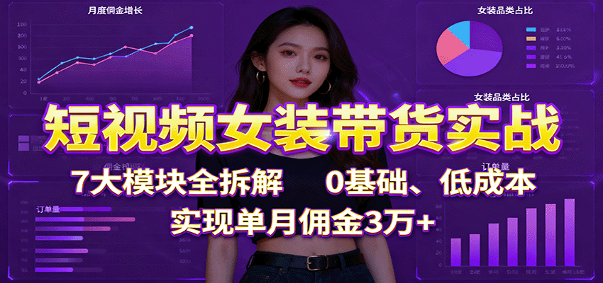 图片[1]-短视频女装带货实战：7大模块全拆解，0基础、低成本，实现单月佣金3万+_生财有道创业网-生财有道