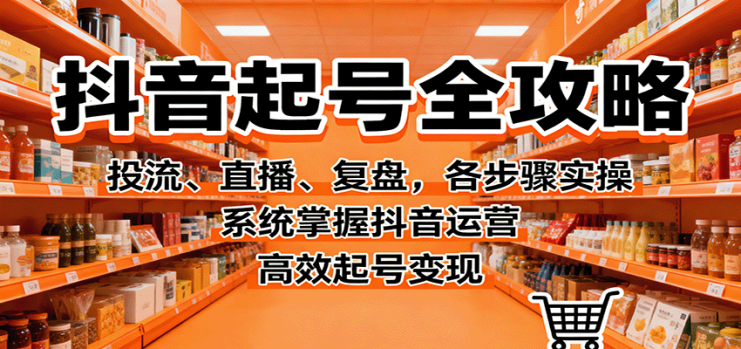 抖音起号全攻略,投流、直播、复盘,各步骤实操,系统掌握抖音运营,高效起号变现_生财有道创业网