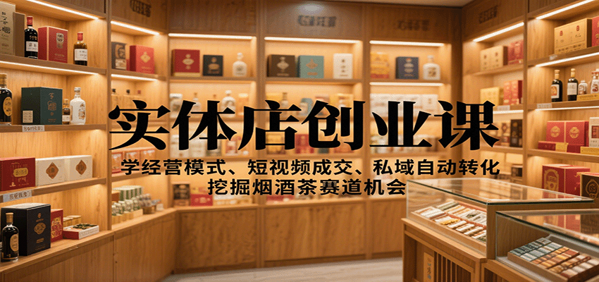 图片[1]-实体店创业课：学经营模式、短视频成交、私域自动转化，挖掘烟酒茶赛道机会_生财有道创业网-生财有道