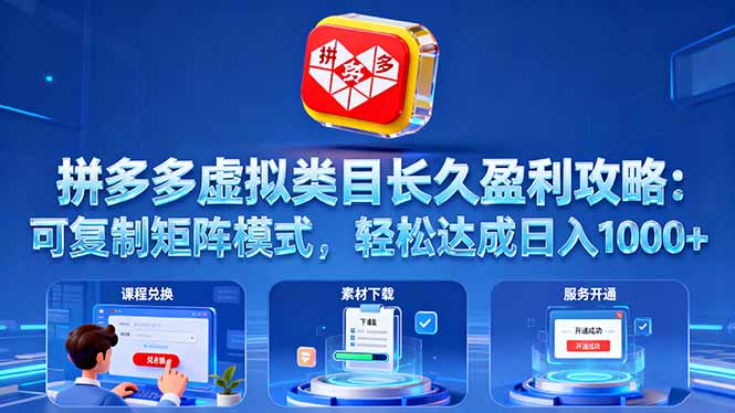 （16283期）拼多多虚拟类目长久盈利攻略：可复制矩阵模式，轻松达成日入 1000+_生财有道创业项目网