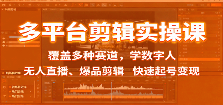 多平台剪辑实操课：覆盖多种赛道，学数字人、无人直播、爆品剪辑，快速起号变现_生财有道创业网