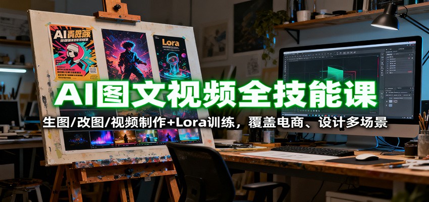 图片[1]-AI图文视频全技能课：生图/改图/视频制作+Lora训练，覆盖电商 、设计多场景_生财有道创业网-生财有道