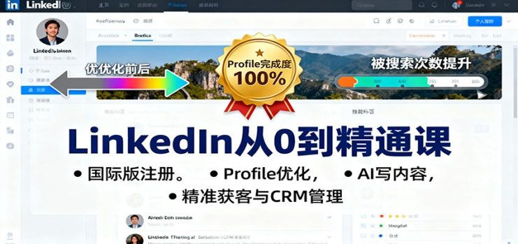 LinkedIn从0到精通课：国际版注册，Profile优化，AI写内容，精准获客与CRM管理_生财有道创业网