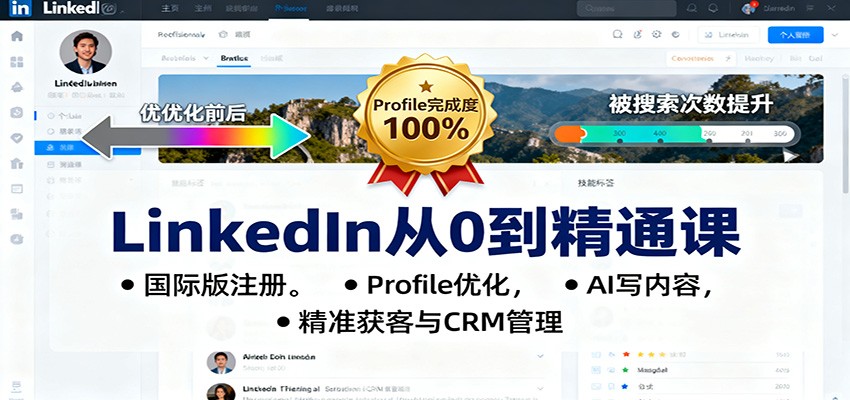 图片[1]-LinkedIn从0到精通课：国际版注册，Profile优化，AI写内容，精准获客与CRM管理_生财有道创业网-生财有道