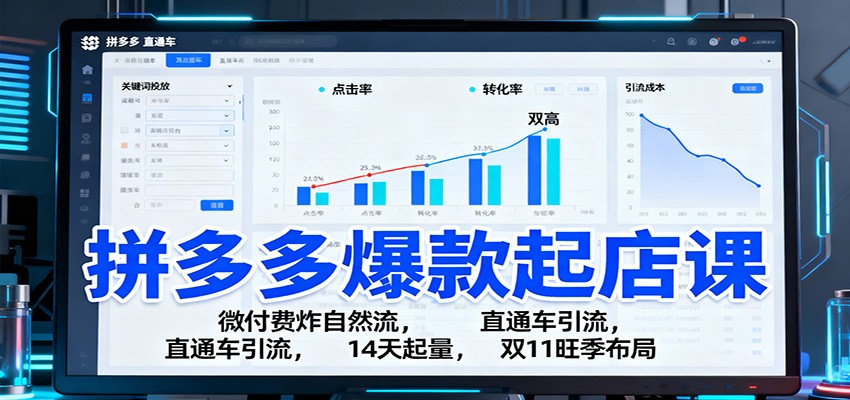 图片[1]-拼多多爆款起店课：微付费炸自然流，直通车引流，14天起量，双11旺季布局_生财有道创业网-生财有道