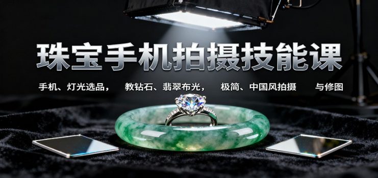 珠宝手机拍摄技能课:手机、 灯光选品，教钻石、翡翠布光，极简、中国风拍摄与修图_生财有道创业网