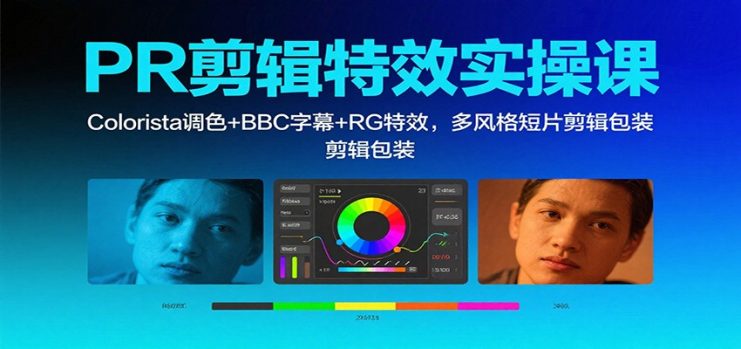 PR剪辑特效实操课：Colorista调色+BBC字幕+RG特效，多风格短片剪辑包装_生财有道创业网