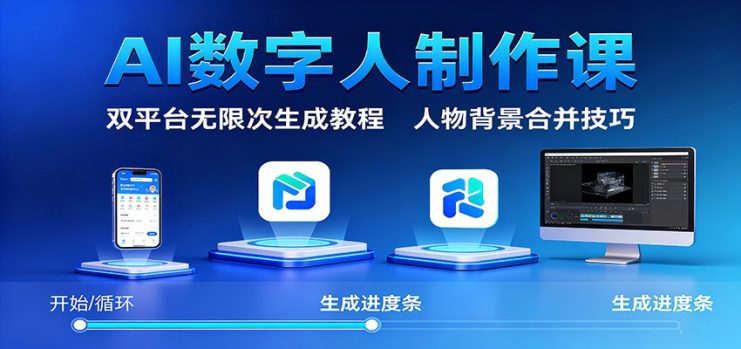 AI数字人制作课：双平台无限次生成教程，人物背景合并技巧_生财有道创业网