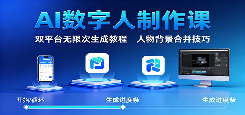 图片[1]-AI数字人制作课：双平台无限次生成教程，人物背景合并技巧_生财有道创业网-生财有道