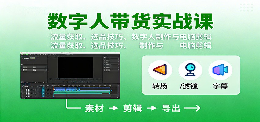 图片[1]-数字人变现实战课：流量获取、选品技巧、数字人制作与电脑剪辑_生财有道创业网-生财有道
