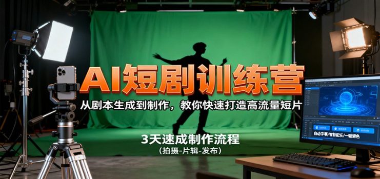 AI短剧训练营，从剧本生成到制作，教你快速打造高流量短片_生财有道创业网