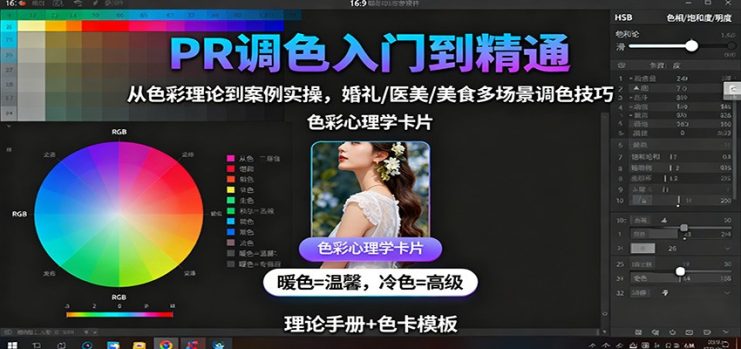 PR调色入门到精通：从色彩理论到案例实操，婚礼/医美/美食多场景调色技巧_生财有道创业网