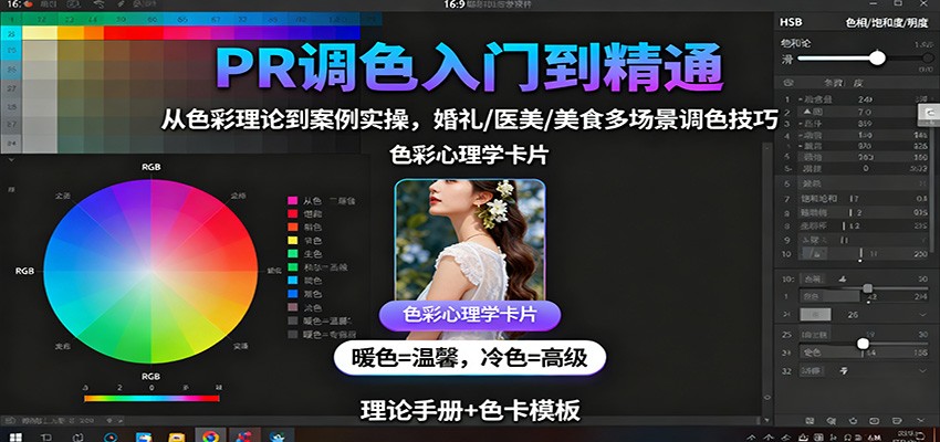 图片[1]-PR调色入门到精通：从色彩理论到案例实操，婚礼/医美/美食多场景调色技巧_生财有道创业网-生财有道