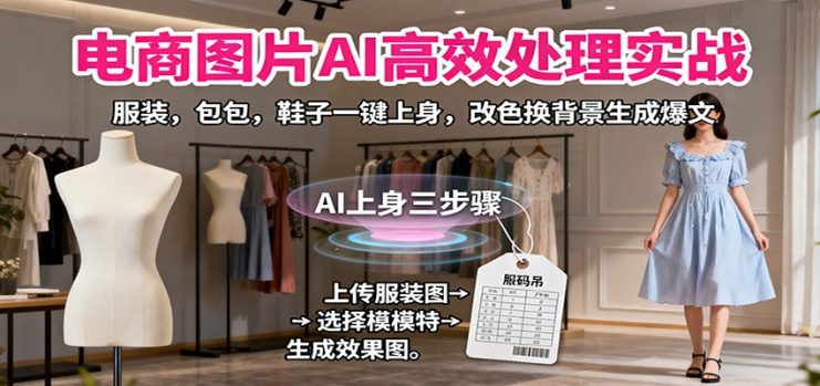 电商图片AI高效处理实战，服装，包包，鞋子一键上身，改色换背景生成爆文_生财有道创业网