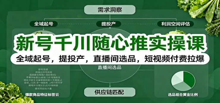 新号千川随心推实操课：全域起号，提投产，直播间选品，短视频付费拉爆_生财有道创业网