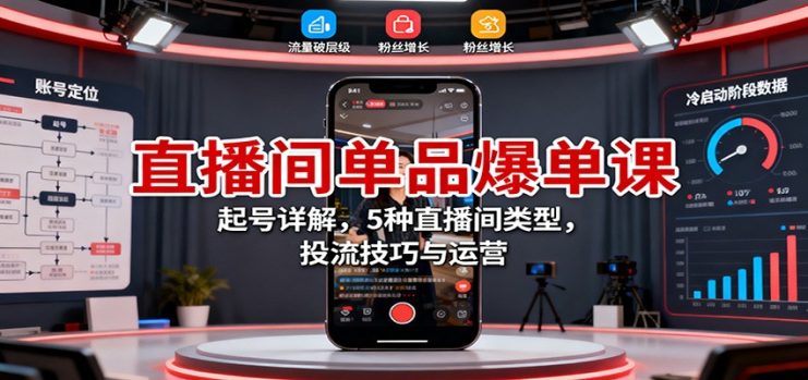 直播间单品爆单课：起号详解，5种直播间类型，投流技巧与运营_生财有道创业网