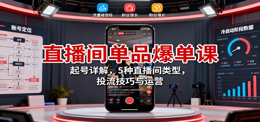 图片[1]-直播间单品爆单课：起号详解，5种直播间类型，投流技巧与运营_生财有道创业网-生财有道