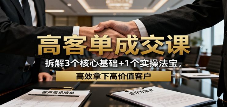 高客单成交课：拆解3个核心基础+1个实操法宝，高效拿下高价值客户_生财有道创业网