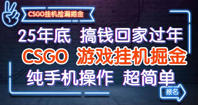 （16343期）25年底搞钱回家过年，CSGO游戏挂机掘金，纯手机操作超简单_生财有道创业项目网