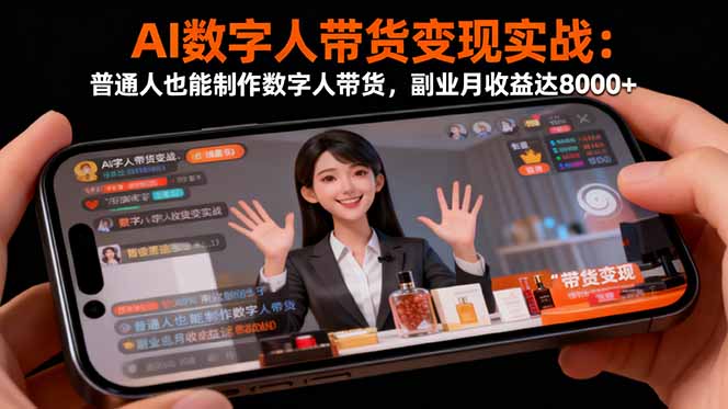 （16377期）AI数字人带货变现实战：普通人也能制作数字人带货，副业月收益达8000+_生财有道创业项目网