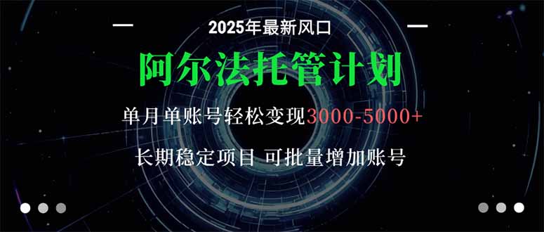 图片[1]-（16360期）阿尔法托管计划 单账号月入3000-5000，长期稳定项目，新手小白轻松上手。_生财有道创业项目网-生财有道