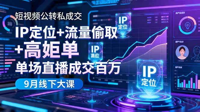 （16406期）短视频公转私成交9月线下大课，IP定位+流量偷取+高客单，单场直播成交百万_生财有道创业项目网