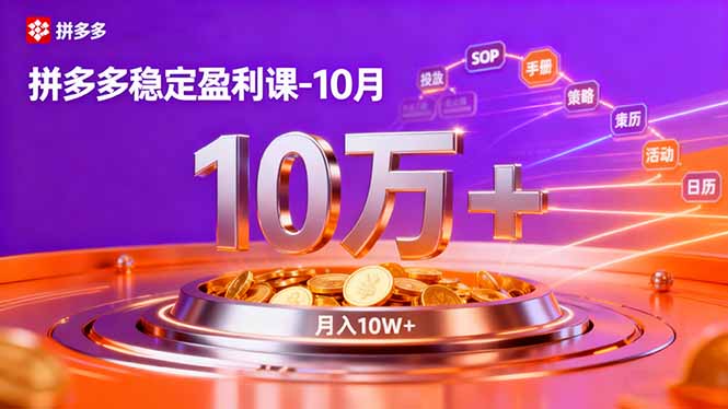 （16413期）拼多多稳定盈利课-10月，强付费SOP+微付费高投产+活动矩阵，单店月入10万+_生财有道创业项目网
