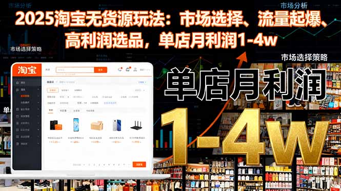 （16445期）2025淘宝无货源玩法：市场选择、流量起爆、高利润选品，单店月利润1-4w_生财有道创业项目网