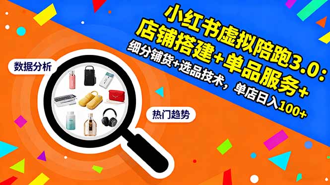 （16451期）小红书虚拟陪跑3.0：店铺搭建+单品服务+细分铺货+选品技术，单店日入100+_生财有道创业项目网