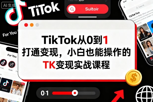 TikTok从0到1打通变现，小白也能操作的TK变现实战课程——生财有道创业项目网