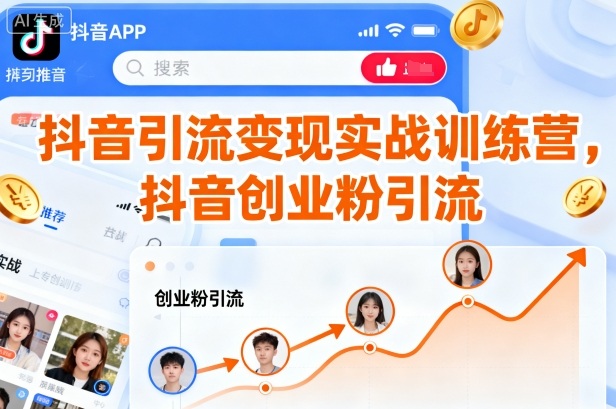 抖音引流变现实战训练营，抖音创业粉引流——生财有道创业项目网