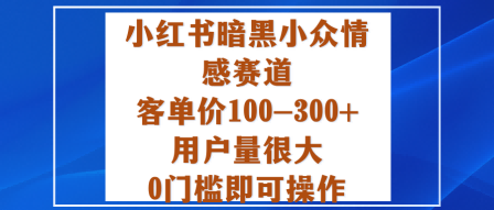 小红书暗黑小众情感赛道，客单价100-300+用户量很大，0门槛即可操作——生财有道创业项目网