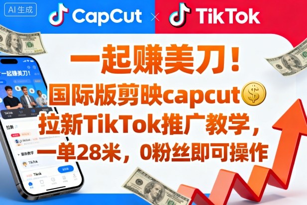 一起賺美刀！国际版剪映capcut拉新TikTok推广教学，一单28米，0粉丝即可操作（附推广入口和教学）——生财有道创业项目网