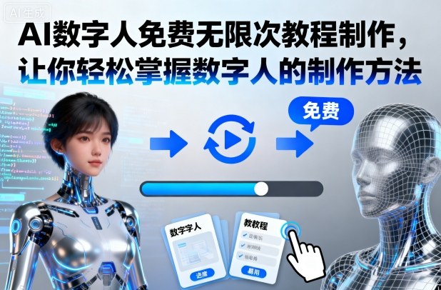 AI数字人免费无限次教程制作，让你轻松掌握数字人的制作方法——生财有道创业项目网