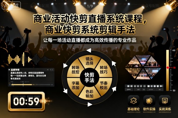 商业活动快剪直播系统课程，商业快剪系统剪辑手法——生财有道创业项目网