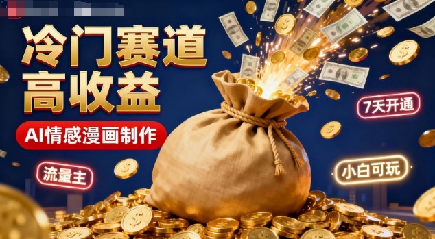 公众号冷门赛道，用AI做情感漫画，7天开通流量主，操作简单，小白可玩——生财有道创业项目网