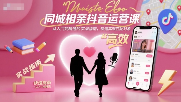 同城相亲抖音运营课，从入门到精通的实战指南，快速高效匹配对象——生财有道创业项目网