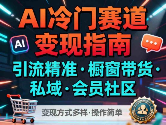 AI冷门赛道，引流精准，橱窗带货+私域+会员社区，变现方式多样，操作简单——生财有道创业项目网