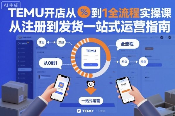 TEMU开店从0到1全流程实操课，从注册到发货一站式运营指南——生财有道创业项目网