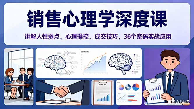 （16456期）销售心理学深度课，讲解人性弱点、心理操控、成交技巧，36个密码实战应用_生财有道创业项目网
