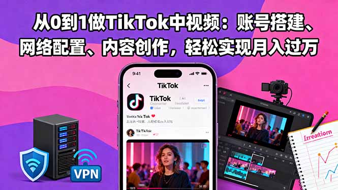 （16461期）从0到1做TikTok中视频：账号搭建、网络配置、内容创作，轻松实现月入过万_生财有道创业项目网