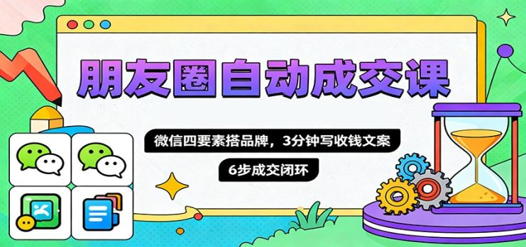 朋友圈自动成交课，微信四要素搭品牌，3分钟写收钱文案，6步成交闭环_生财有道创业网