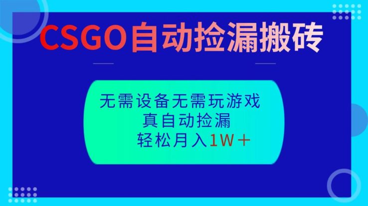 CSGO自动捡漏搬砖，当天操作当天见结果，无需了解游戏，包教包会包落地_生财有道创业网
