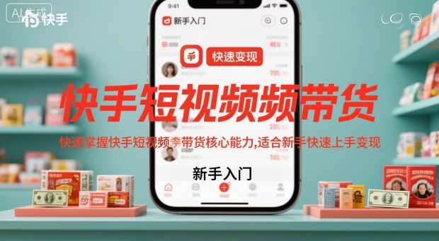 快手短视频带货，快速掌握快手短视频带货核心能力，适合新手快速上手变现——生财有道创业项目网
