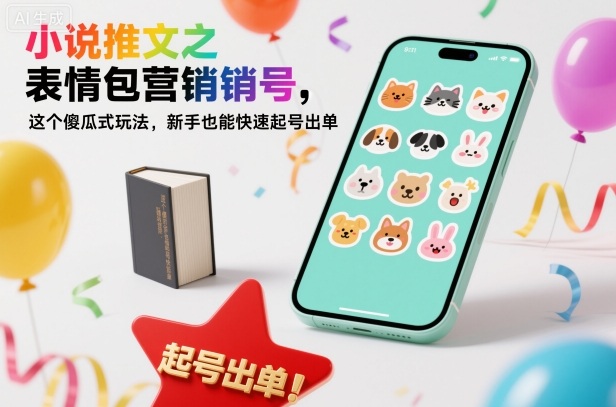 小说推文之表情包营销号，这个傻瓜式玩法，新手也能快速起号出单——生财有道创业项目网