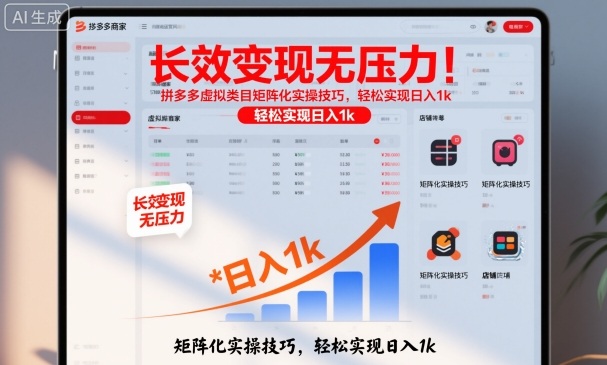 长效变现无压力！拼多多虚拟类目矩阵化实操技巧，轻松实现日入1k【揭秘】——生财有道创业项目网