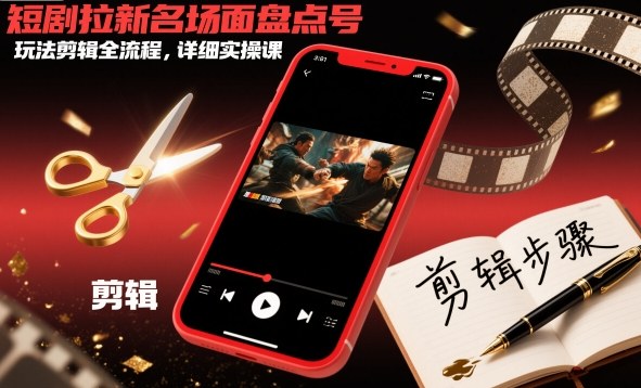 短剧拉新名场面盘点号玩法剪辑全流程，详细实操课——生财有道创业项目网