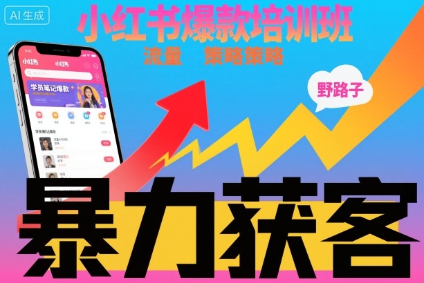 小红书爆款培训班，小红书获客野路子流量打法，暴力持续获客——生财有道创业项目网